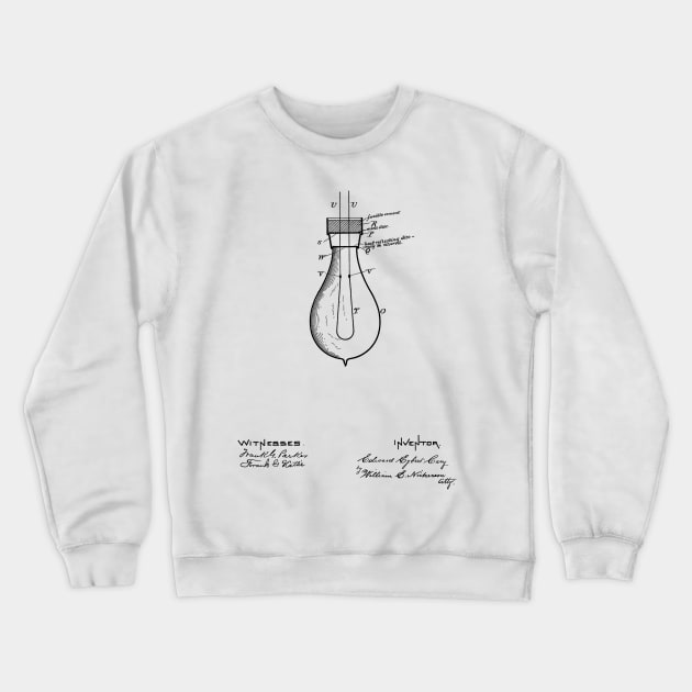 Incandescent Electric Lamp Vintage Patent Hand Drawing Crewneck Sweatshirt by TheYoungDesigns